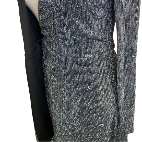 Top Shop Sparkling Silver Wrap Dress - Picture 6 of 9